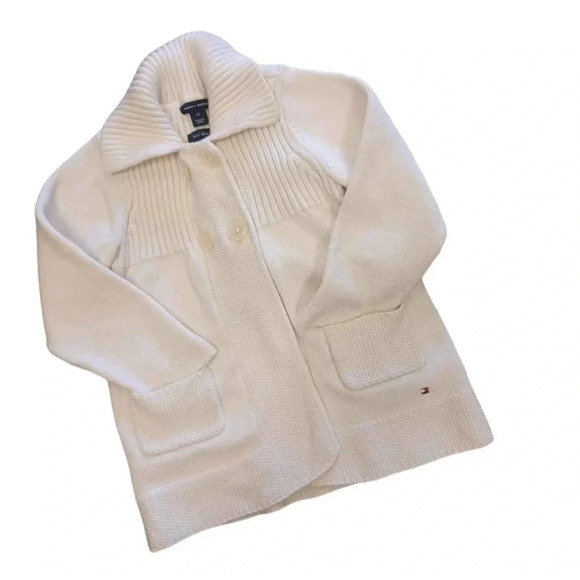 Tommy Hilfiger Wool Blend Knit Cream Cardigan Sweater Size 3T - Picture 1 of 8